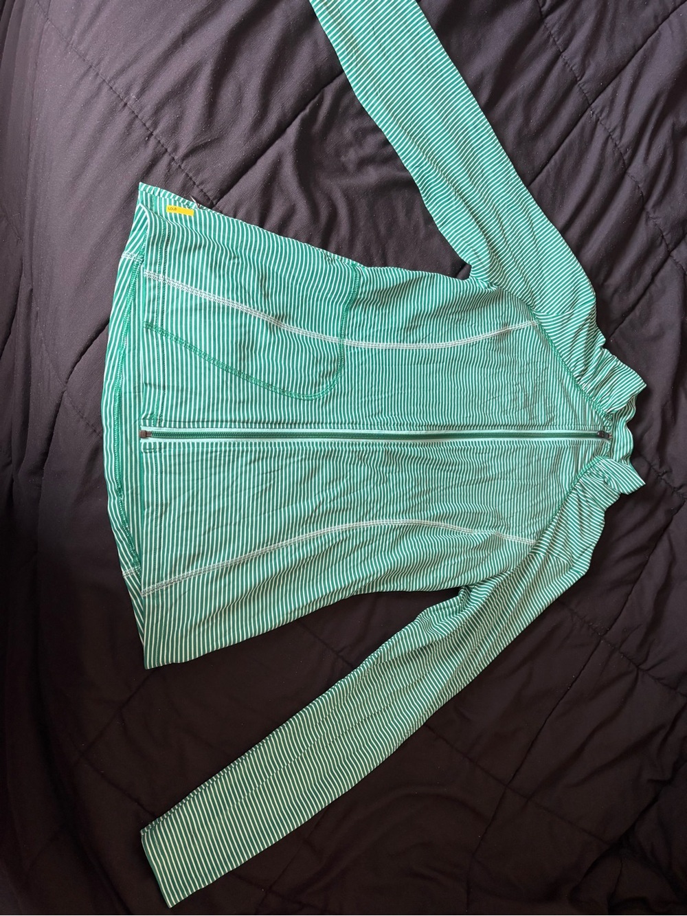 Lole Green and White Striped Zip Jacket